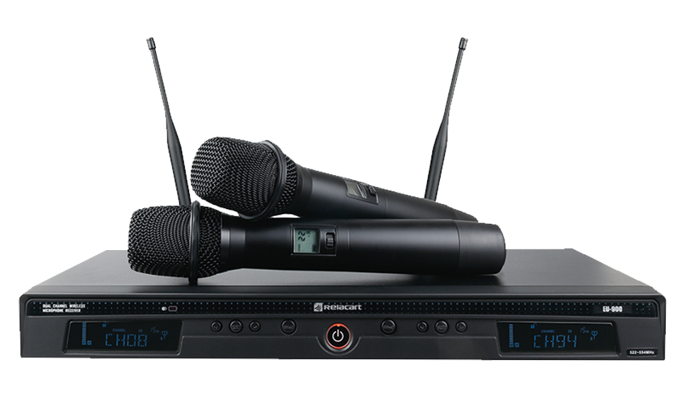 EU 900 UHF DUAL CHANNEL WIRELESS MICROPHONE SYSTEM Relacart